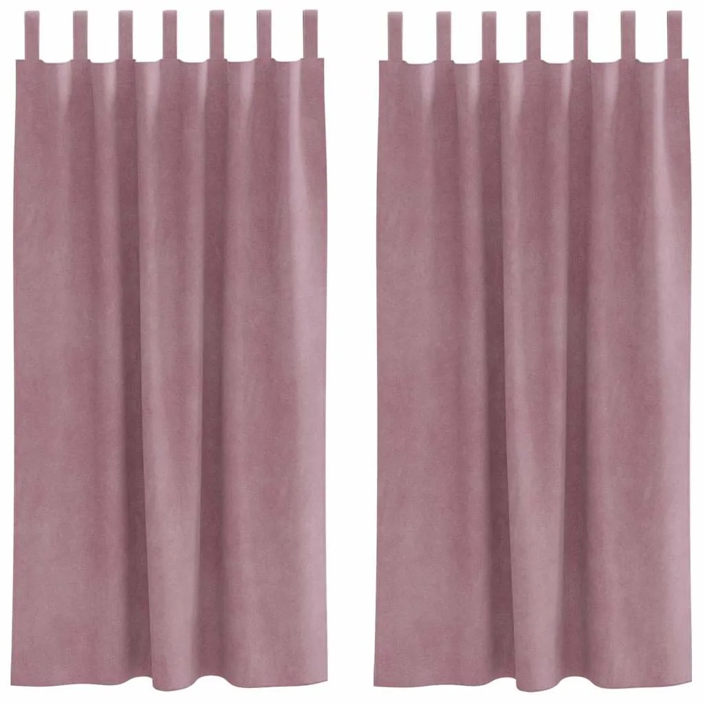 Cortinas Blackout vidaXL com Laços para Pendurar 2 pcs em Veludo Rosa