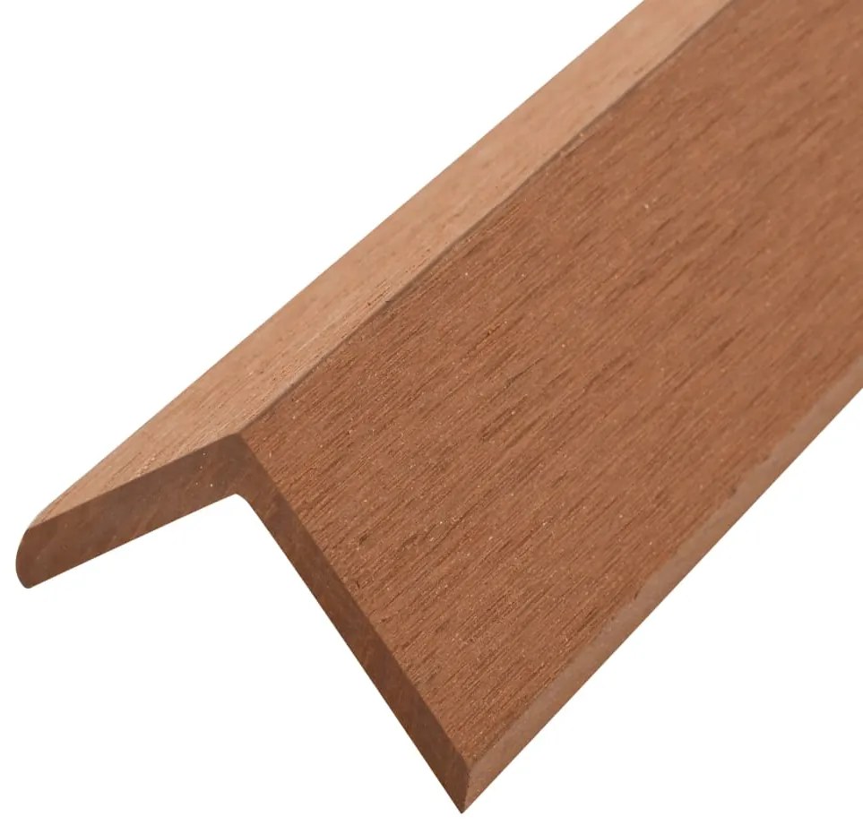 Perfis angulares p/ pavimento em WPC 5 pcs 170cm castanho claro
