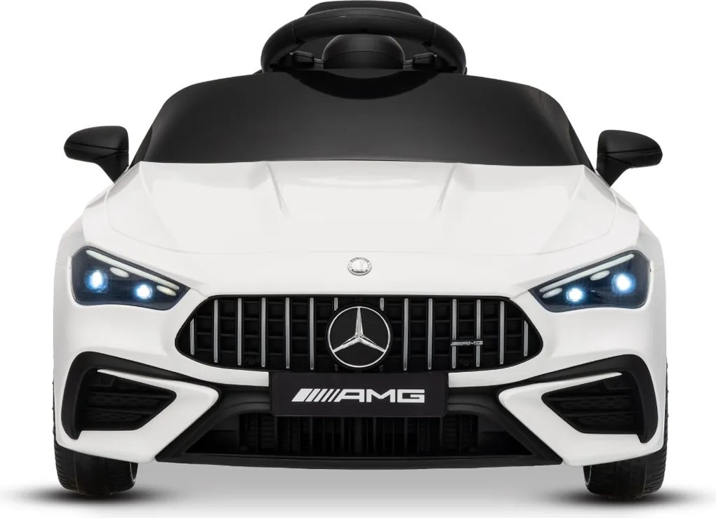 Carro elétrico para crianças Mercedes CLE 12V bateria de lítio, luzes LED, comando remoto de 2,4 GHz, ligação Bluetooth, licença ORIGINAL Branco