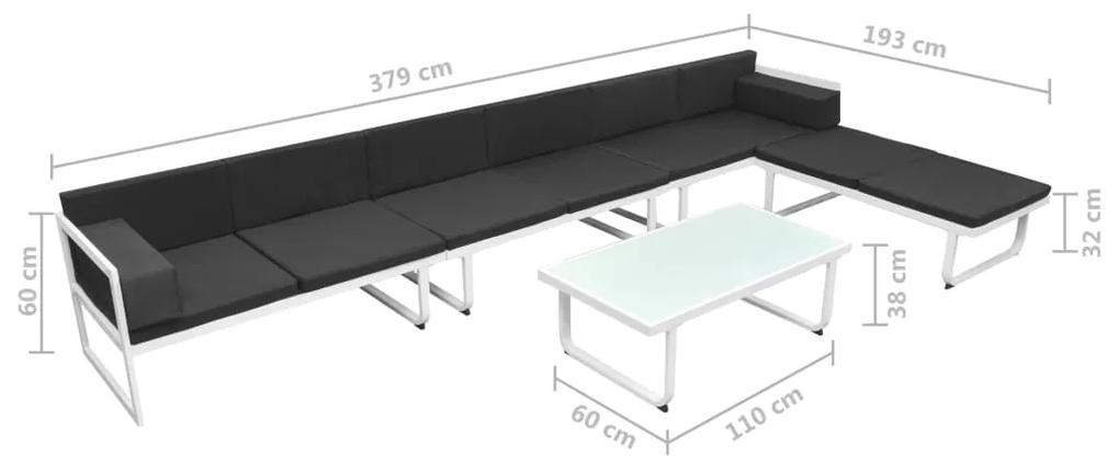 5 pcs conjunto lounge para jardim textilene e alumínio preto