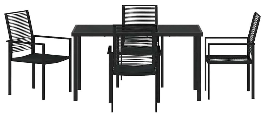 Conjunto de jantar de jardim 5 peças - Preto, PVC Rattan