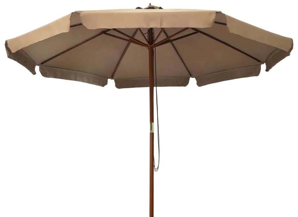 Guarda-sol exterior c/ poste madeira 330 cm cinza-acastanhado