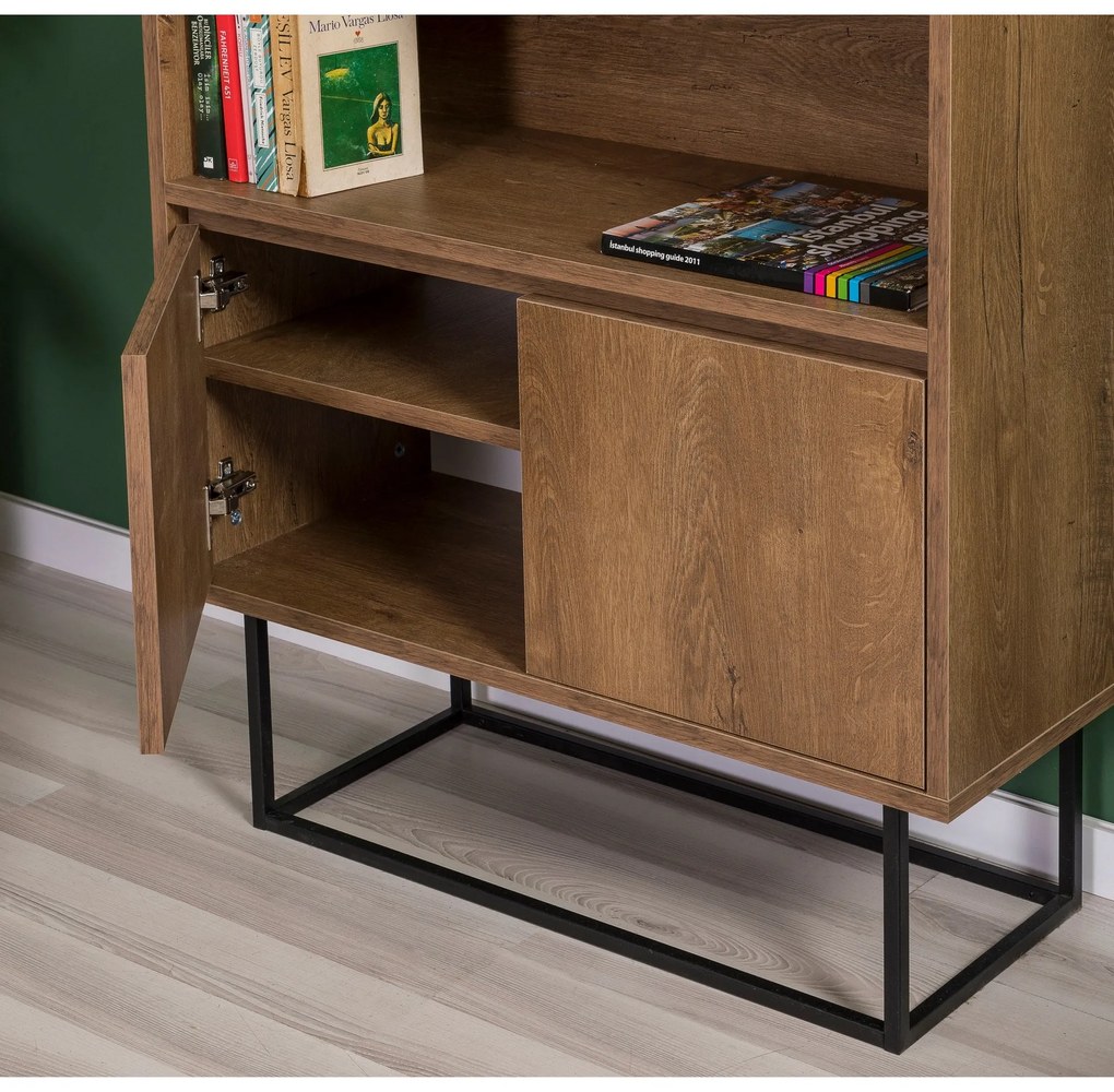Conjunto de Mobiliário de Sala Laxus – Noz/Preto – 90x39x40 cm