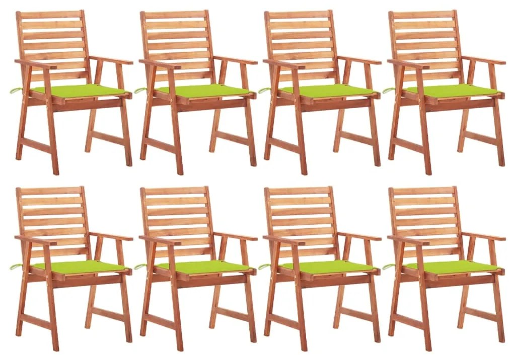 vidaXL Cadeiras de jantar p/ jardim 8 pcs c/ almofadões acácia maciça