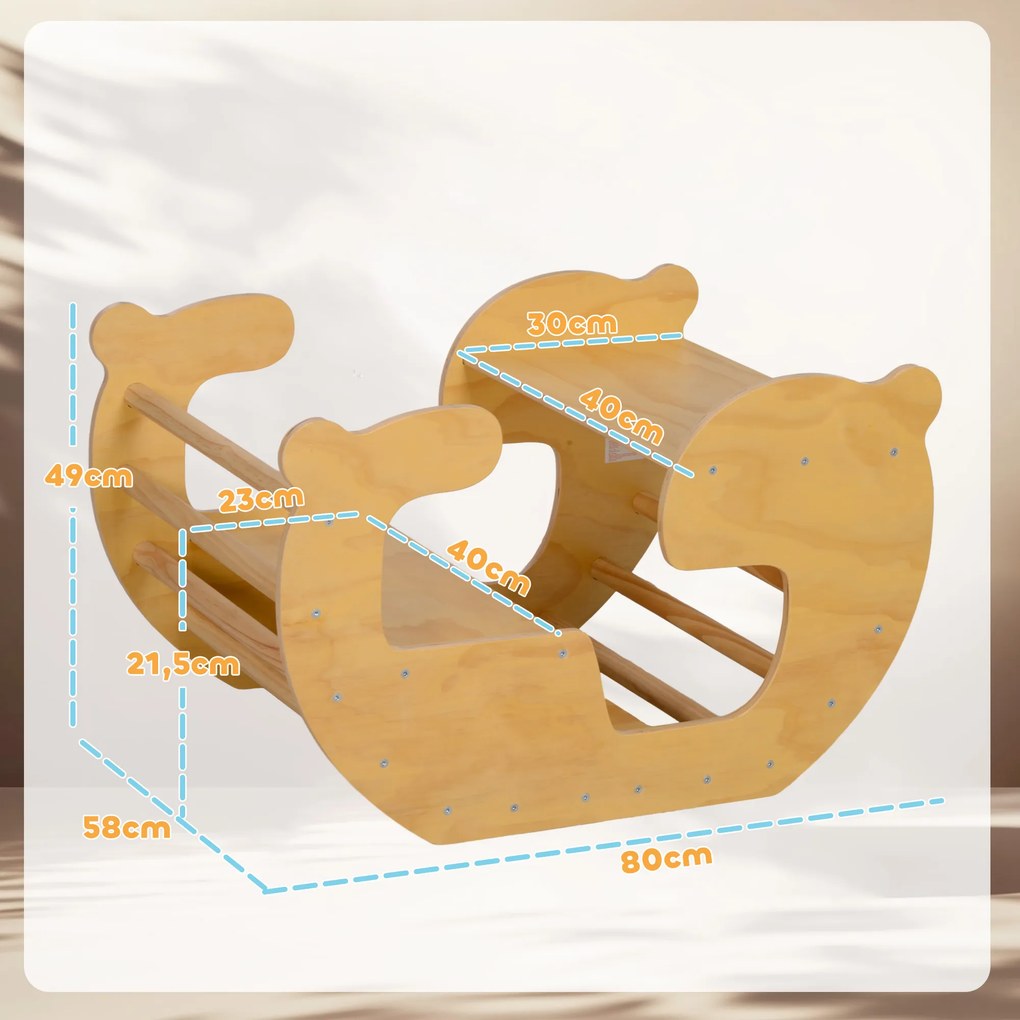 Arco de escalada para crianças, mesa de brinquedos para crianças dos 18 aos 48 meses, design 2 em 1, carga máxima de 50 kg, madeira natural