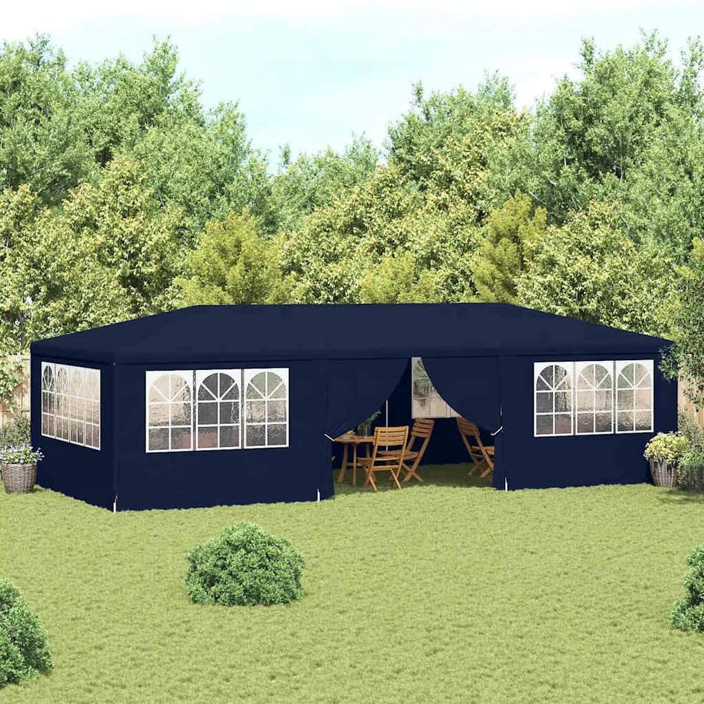 vidaXL Tenda festas profissional c/ paredes laterais 4x9m 90g/m² azul