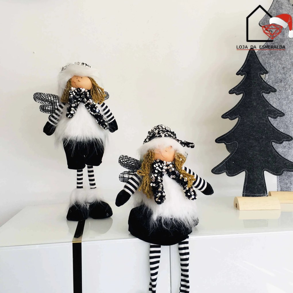 Boneca Natalícia Sentada | White&amp;Black