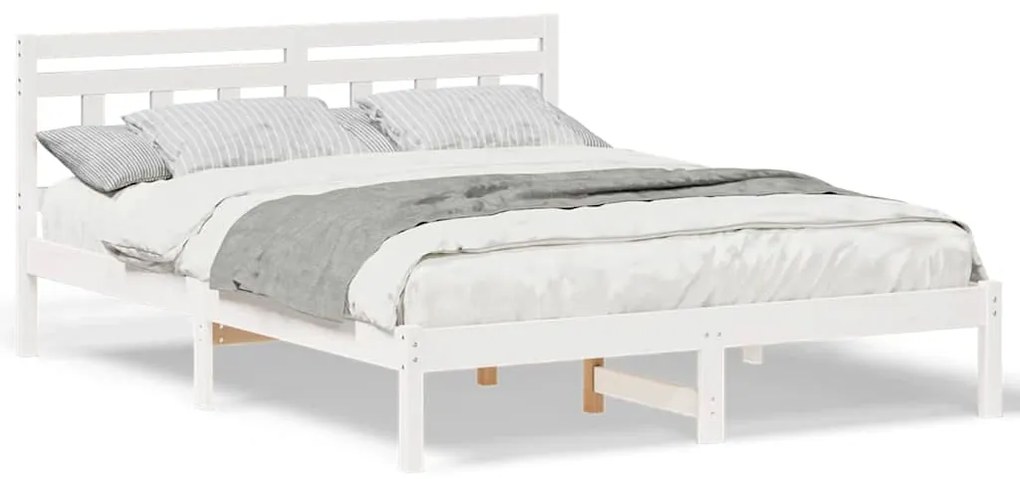 Estrutura da Cama Branco 140 x 200 cm Madeira de pinho maciça
