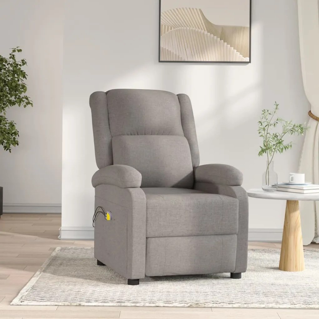 vidaXL Poltrona de massagens elétrica reclinável tecido cinza-acast.
