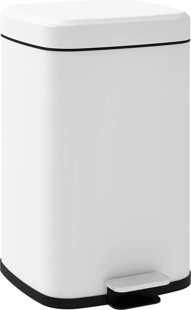 HOMCOM Lixeira de cozinha 20L com tampa de fechamento suave e pedal, balde interno removível, 28L x 35l x 45H cm, branco | Aosom Portugal