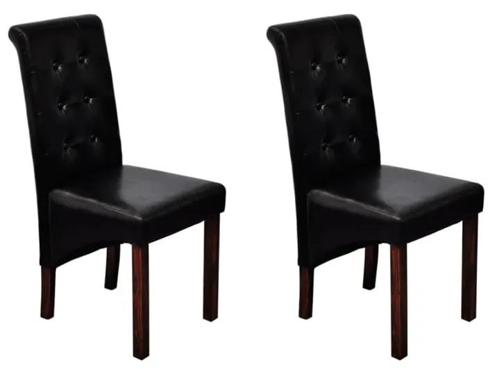 60623 vidaXL Cadeiras de jantar 2 pcs couro artificial preto