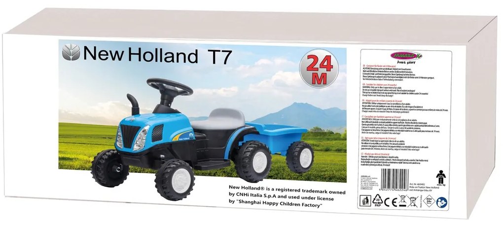 Tractor elétrico infantil New Holland Com Reboque 6V Azul