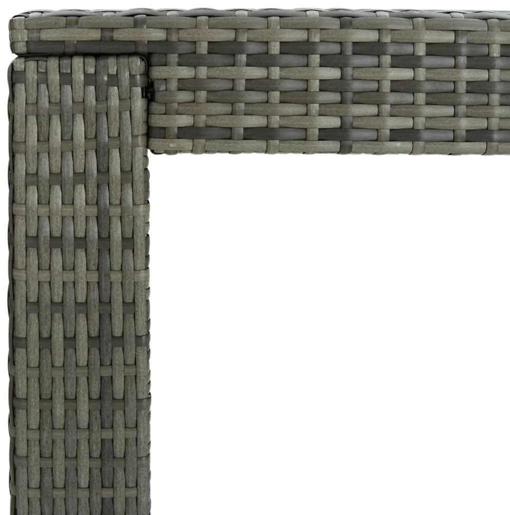 Mesa de bar para jardim 140,5x60,5x110,5 cm vime PE cinzento