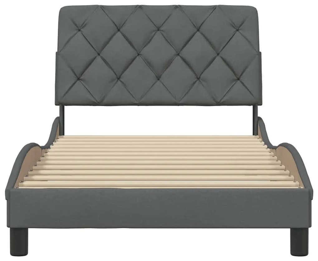 Estrutura de cama sem colchão 100x200 cm tecido cinzento-escuro