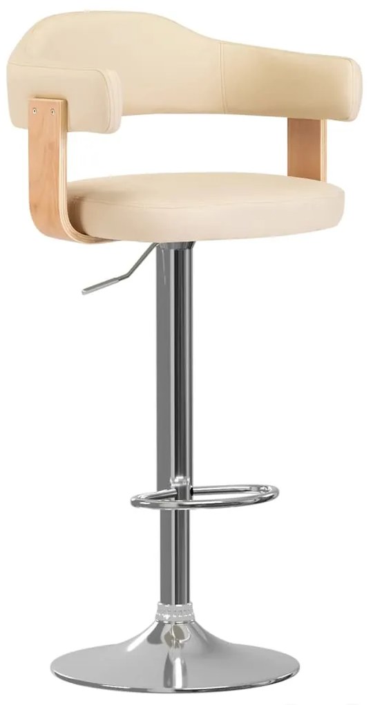 Bancos de bar 2 pcs madeira curvada e couro artificial creme