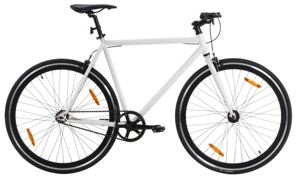 Bicicleta de mudanças fixas 700c 55 cm branco e preto