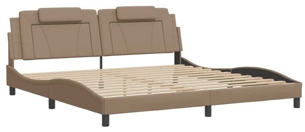Estrutura cama cabeceira 200x200 cm couro artificial cappuccino