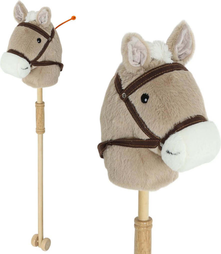 AIYAPLAY Cavalo de Pau Infantil com Som, Rodas, para Cavalgar, Crianças 24+ Meses, Cinza | Aosom Portugal