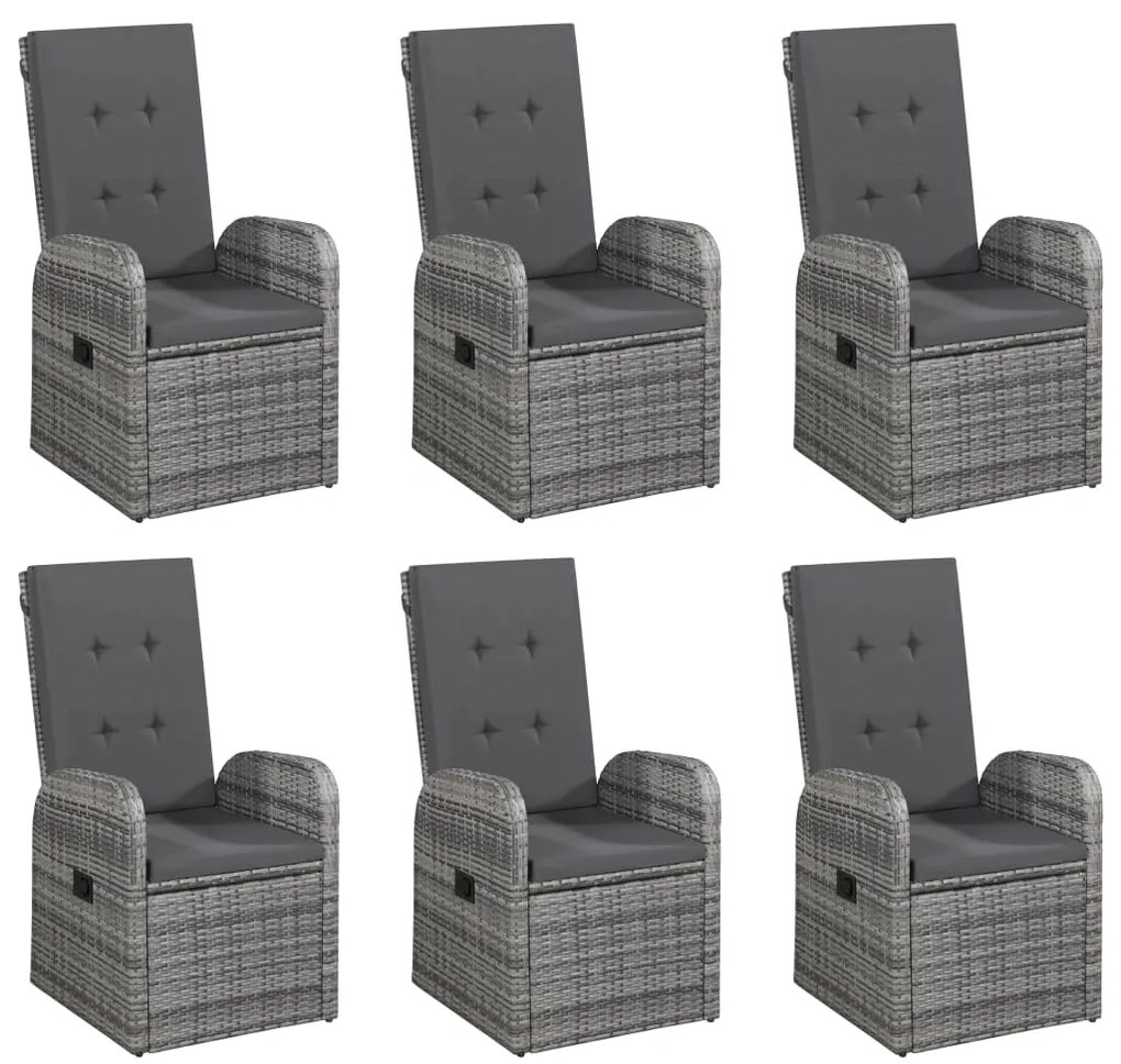 7 pcs conjunto de jantar de jardim cinzento