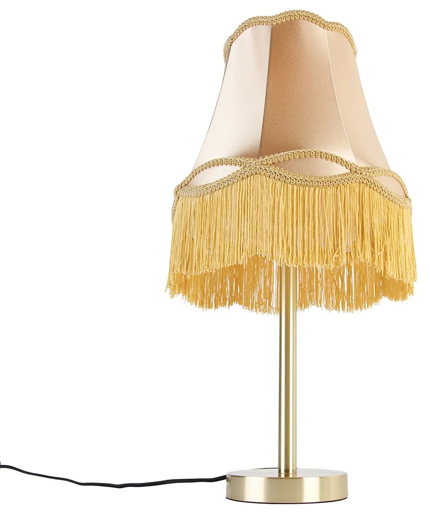 Candeeiro de mesa clássico em latão com abajur Granny dourado 30 cm - Simplo Clássico / Antigo