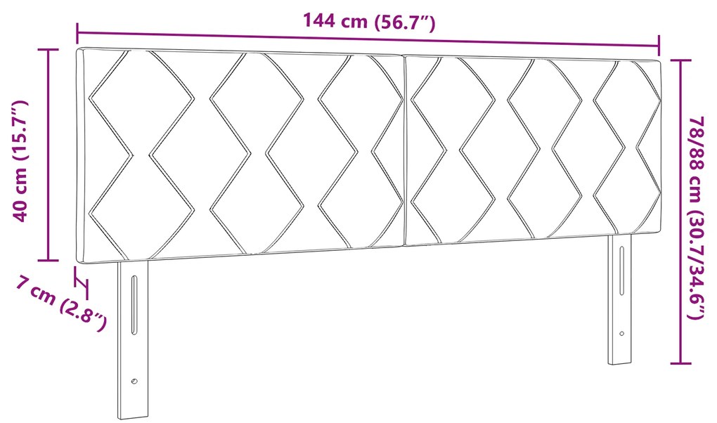 Cabeceira vidaXL Design de Blocos de Diamante Preto 140 cm Veludo