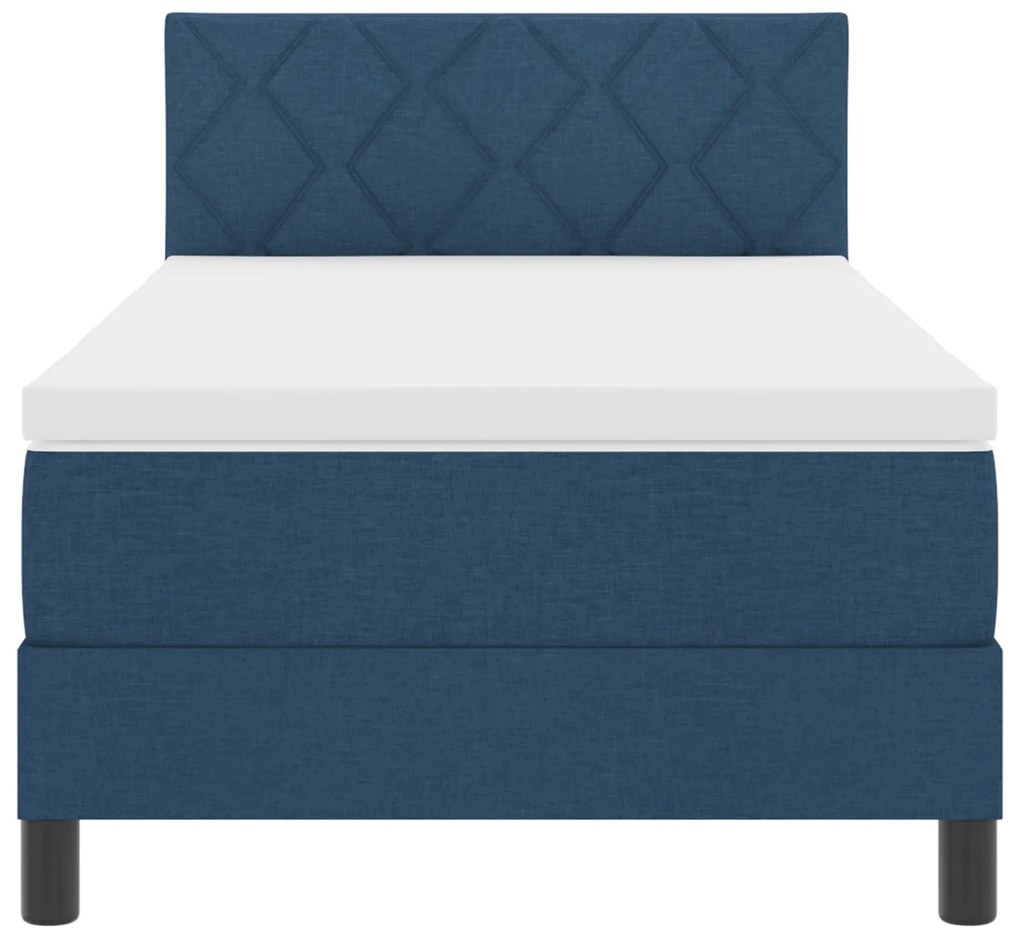 Cama Box Spring com Colchão & LED Azul 90x190 cm Tecido