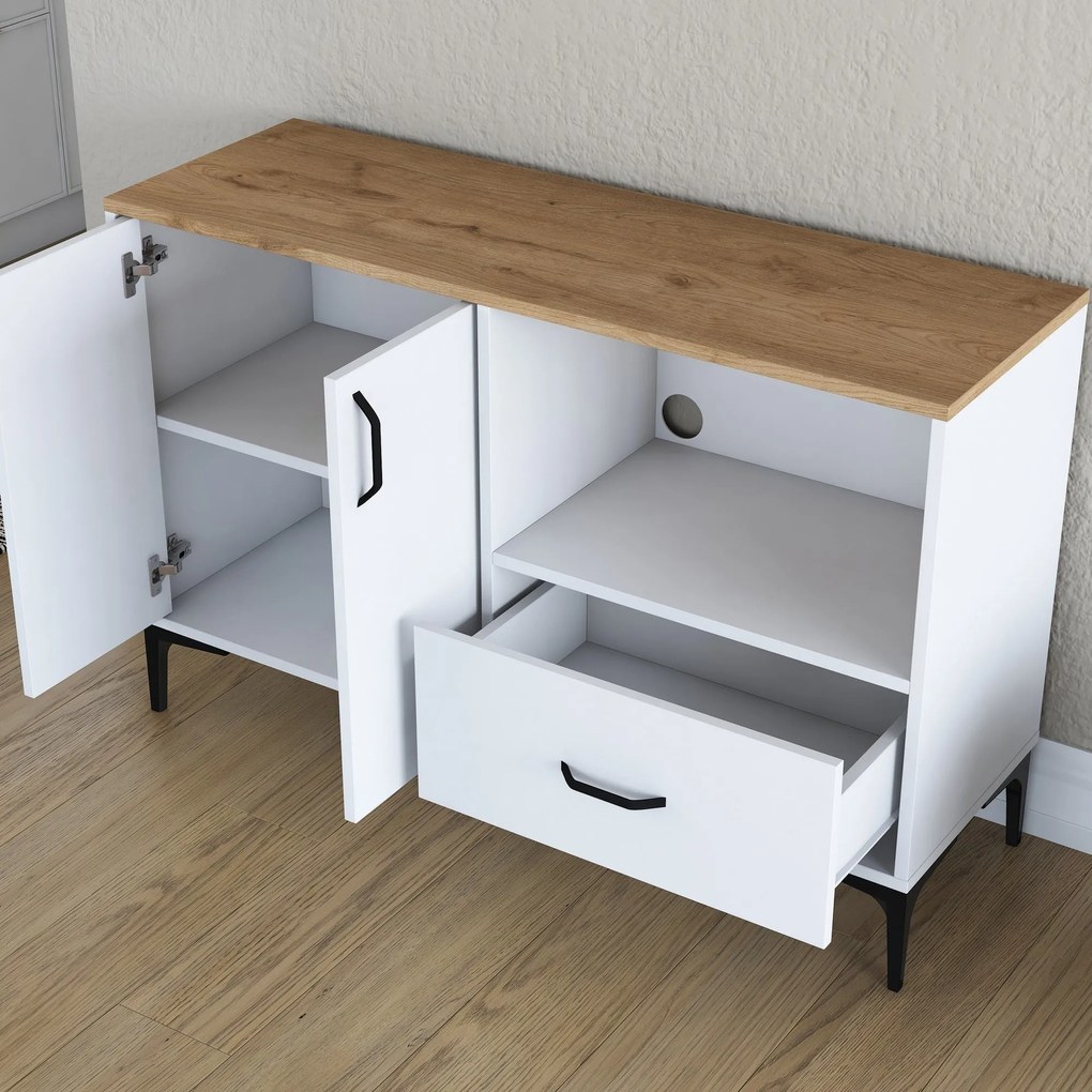 Armário Multiusos JE161 – Branco Nogueira – 120x78,6x40 cm