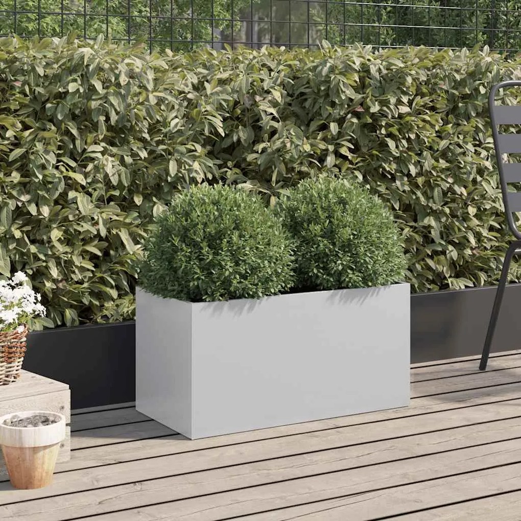 Vaso/floreira 62x30x29 cm aço galvanizado prateado