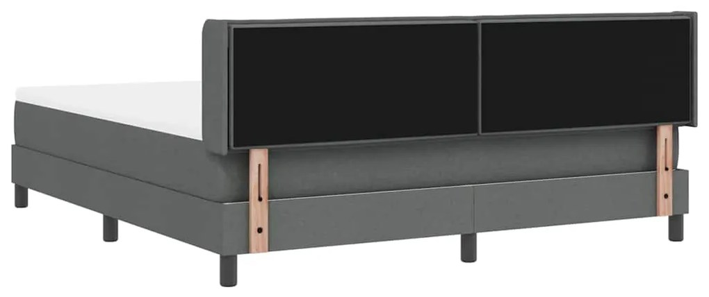 Cama Box com Colchão , Cinza Escuro, 180 x 200 cm, Tecido.