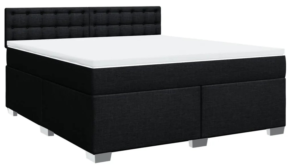 Cama com molas/colchão 180x200 cm tecido preto