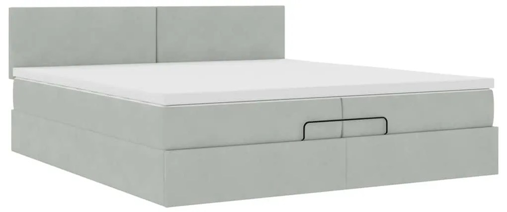 Estrutura de cama otomana com colchão 200x200 cm cinzento claro