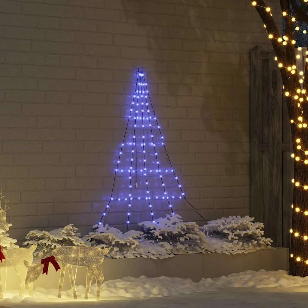 vidaXL Árvore de Natal LED com 112 LEDs Azul 182 cm Metal
