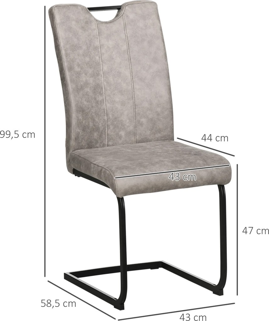 Conjunto de 4 Cadeiras de Sala de Jantar, 43 x 58,5 x 99,5 cm (MESA NÃO INCLUIDA), Revestimento em Microfibra, Castanho