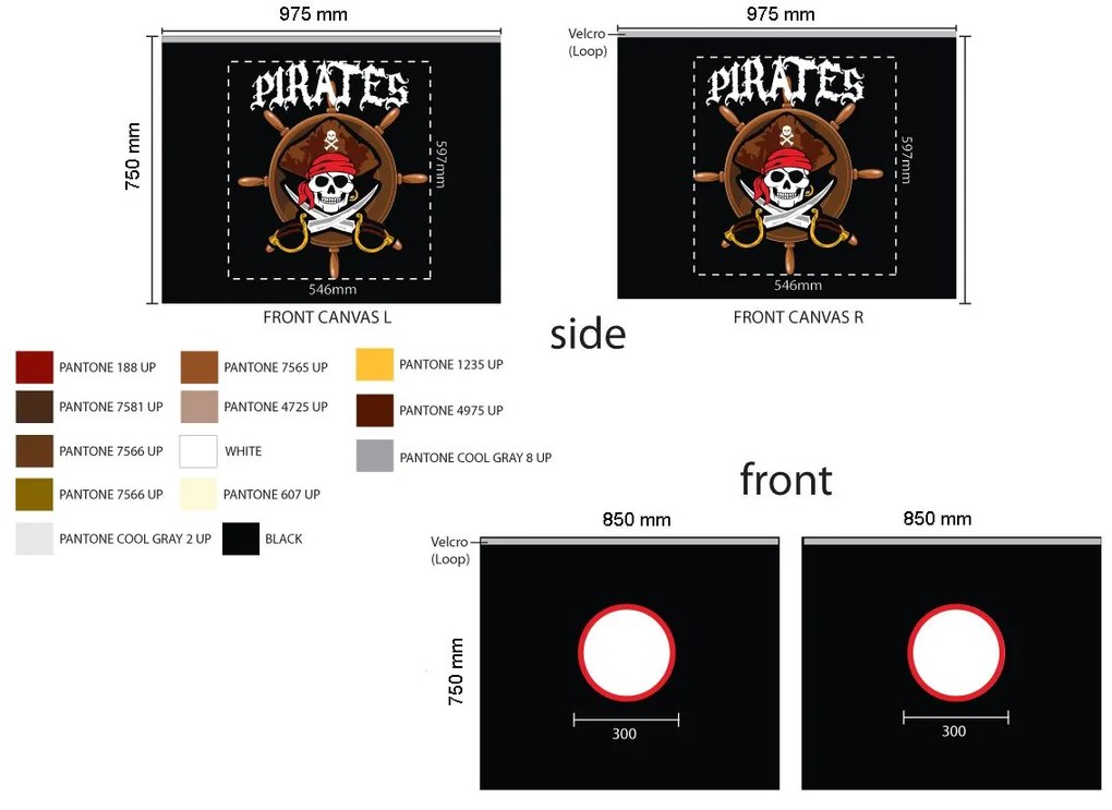 Conjunto Cama alta de Criança PINO 90 x 200 cm + estrado + escada + cortina Piratas Natural