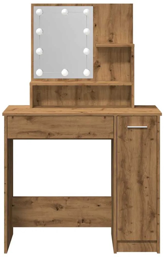 Toucador com luzes LED 86,5x35x136 cm cor carvalho artisiano