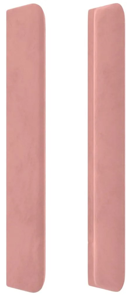 Cabeceira cama c/ abas veludo 163x16x118/128 cm rosa