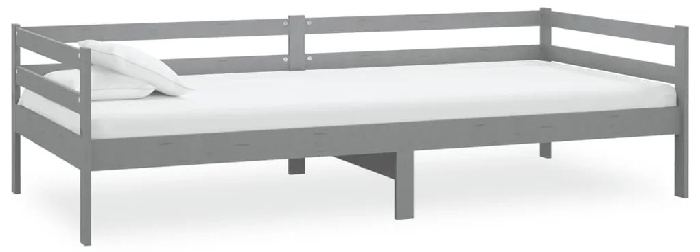 Sofá-cama com colchão 90x200 cm pinho maciço cinzento
