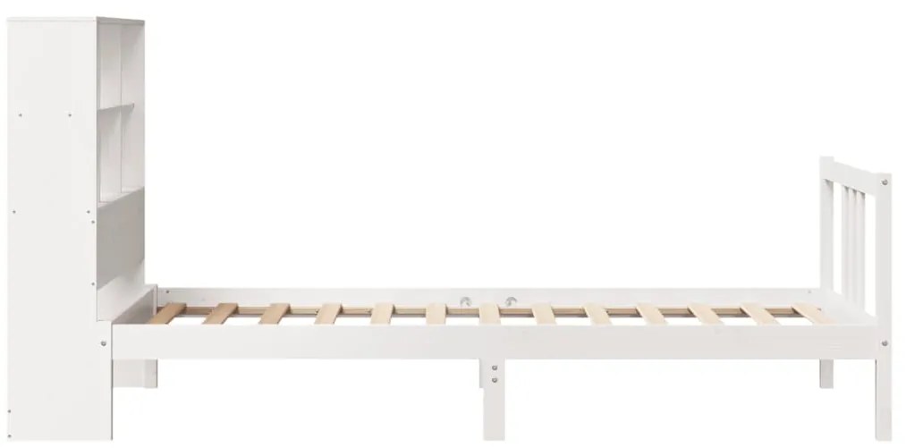 Cama com estante sem colchão 90x200 cm pinho maciço branco