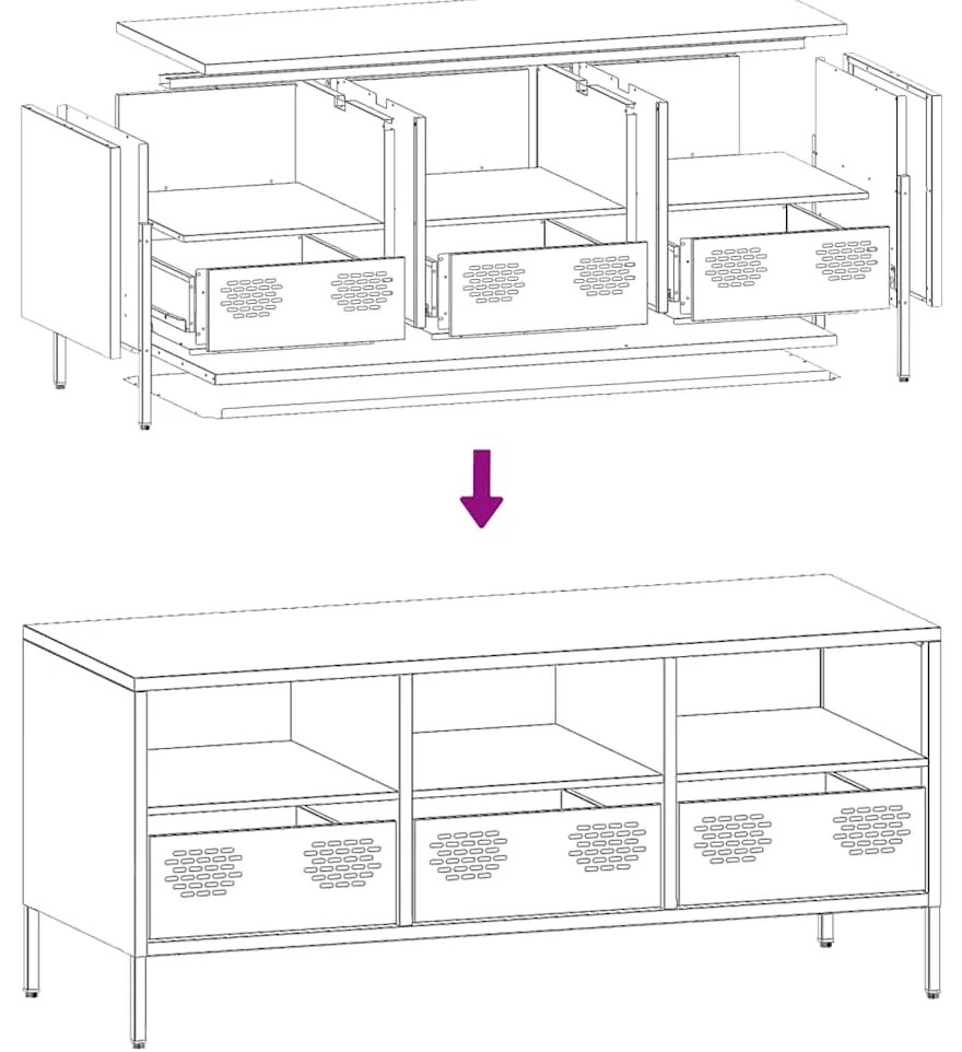 Móvel de TV 101,5x39x43,5 cm aço laminado a frio rosa