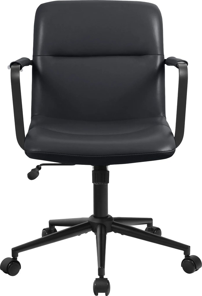 Cadeira de Escritório Hilda Couro Genuíno Preto