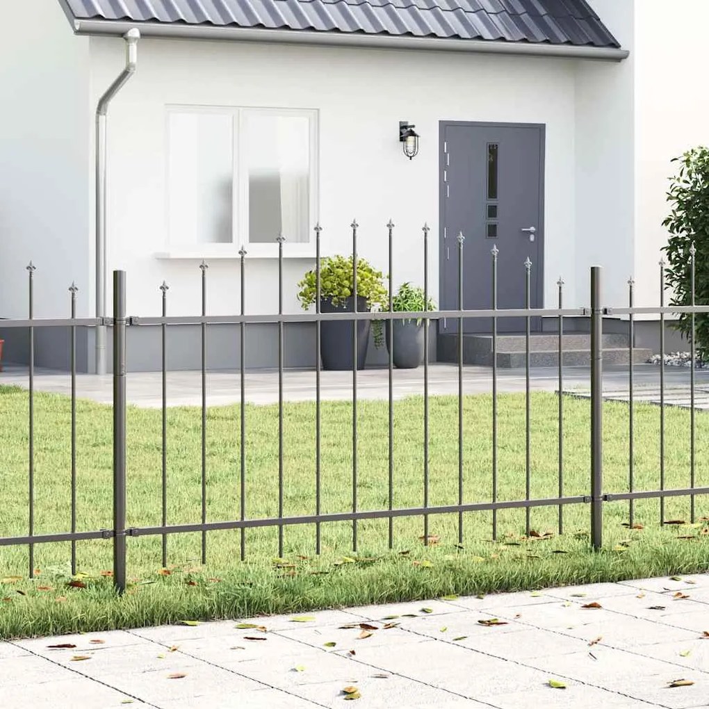 vidaXL Cerca de Jardim com Topo em Arco Cinza 6,8x1 m de Aço