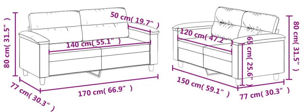 2 pcs conjunto de sofás com almofadões couro artificial preto