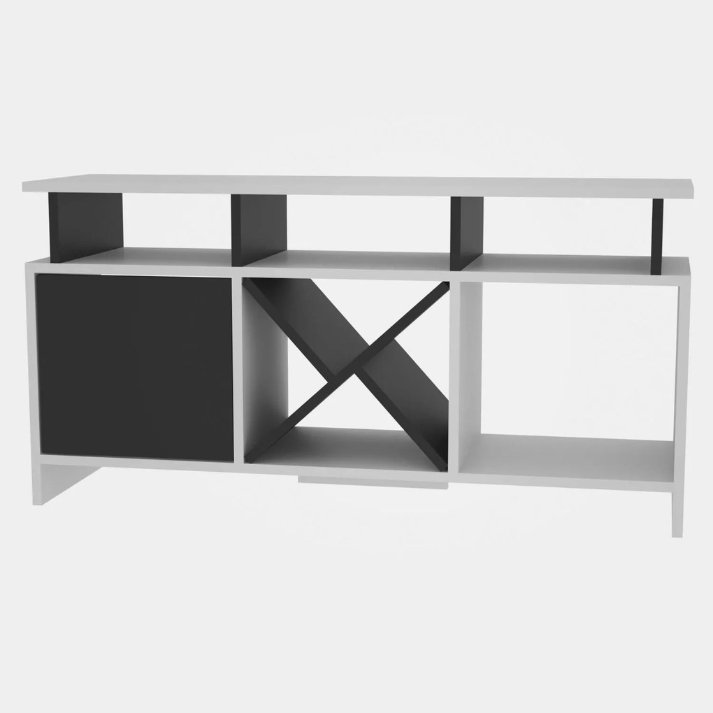 Móvel TV Auburn – Branco/Antracite – 120 cm x 29,9 cm x 60,6 cm