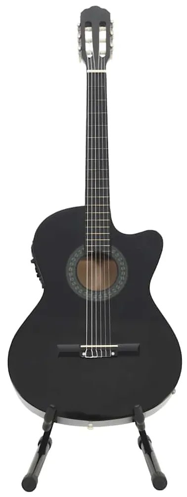 12 pcs conjunto de guitarra com equalizador e 6 cordas preto