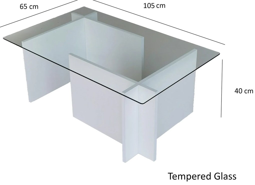 Mesa de Café Escape - Branca - 105x40x65 cm