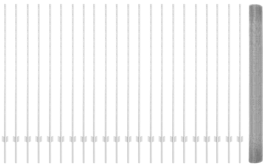 Cerca de Arame Soldado com 20 Postes U Prateados 1.5x50 m de Aço