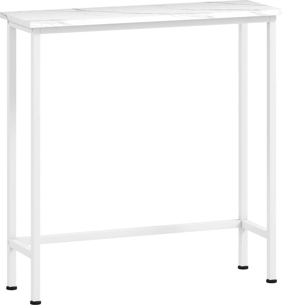 HOMCOM Mesa de consola, mesa de corredor com pés reguláveis, tiras anti-tombamento 75 x 24 x 76 cm para espaço reduzido, Branco | Aosom Portugal