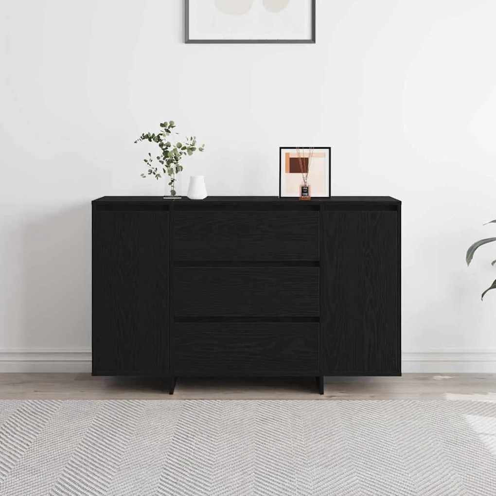 Sideboard Preto Carvalho 120x41x75 cm Madeira de Engenharia