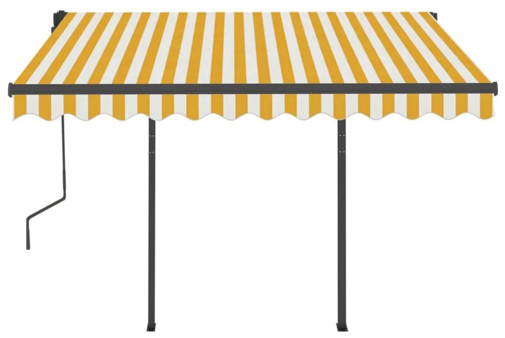 Toldo retrátil automático com postes 3,5x2,5 m amarelo e branco