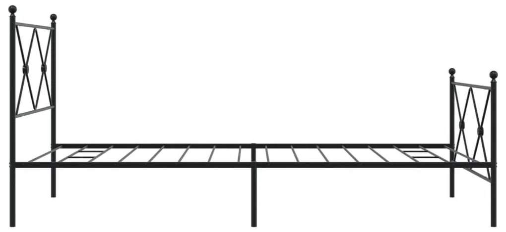 Estrutura de cama com cabeceira e pés 100x190 cm metal preto